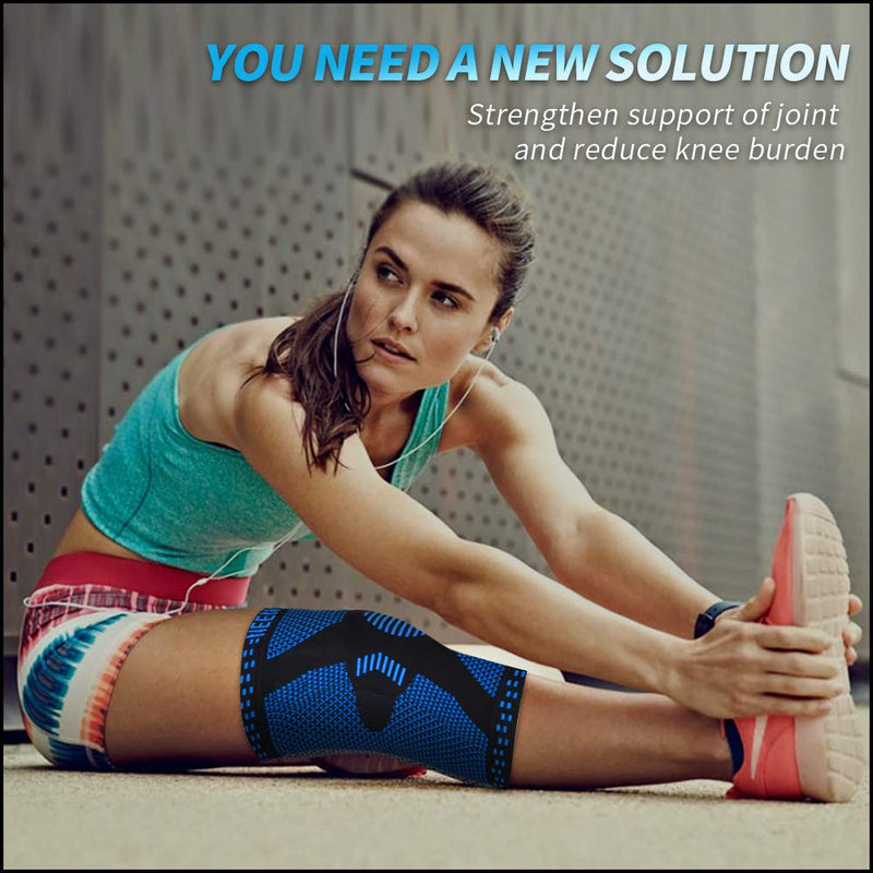 [Australia - AusPower] - NEENCA Knee Brace for Women & Men, Medical Knee Support with Patella Pad & Side Stabilizers, Knee Compression Sleeve for Knee Pain, Meniscus Tear, ACL, Joint Pain, Runner, Workout - FSA/HSA Eligible XXX-Large Blue 
