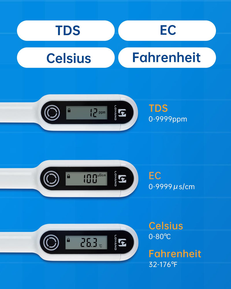 [Australia - AusPower] - 4 in 1 TDS Meter, 0-9999 PPM, Water Tester for Drinking Water, TDS Water Tester/EC/Temp(℃,℉), Pure Titanium Probe, High Precision Pen-Style Water Quality Meter, Ideal for Digital Water Quality Tester 0-9999ppm 