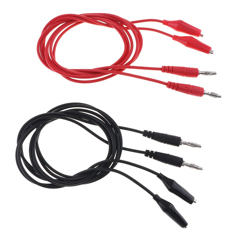 [Australia - AusPower] - 4pcs 4mm Banana Plug to Crocodile Alligator Clips 22AWG Pure Copper Test Leads Cable Kit for Multimeter Test Probe Electrical Test Wire 1M Black and Red 