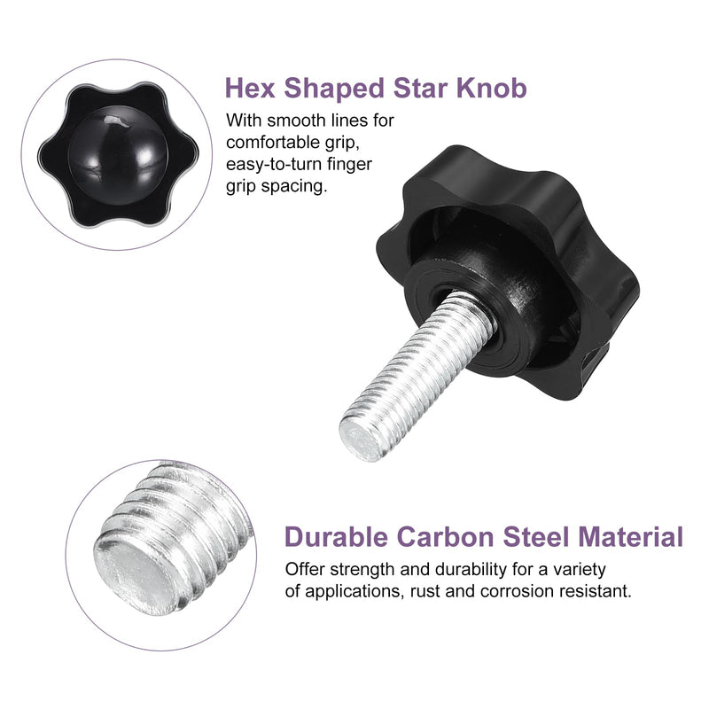 [Australia - AusPower] - uxcell 4Pcs M8 x 25mm Star Knobs, Plastic Hex Shaped Clamping Knob Screw Hand Tightening Replacement Knob for Umbrella Base Replacement knob 
