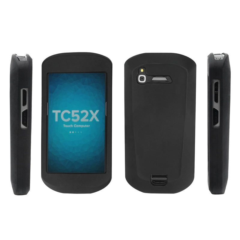 TC51 Protective Case Rugged Rubber Cover for Zebra TC51 TC52 TC52X TC56 TC57 Handheld Barcode Scanner, High-Durability Case Black