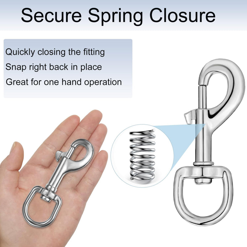 [Australia - AusPower] - Swivel Eye Snap Hook, Single Ended Swivel Snaps 3.58 Inch, Stainless Steel Flag Pole Snap Clips, Trigger Snap Clips for Diving/Pet Leash/Key Chain/Flag- (4 Pcs) 4 PCAK 