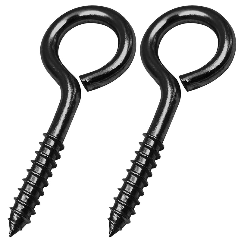 [Australia - AusPower] - 5 Inch Eye Hooks Screw in Heavy Duty, 500LBS Capacity, Large Stainless Steel Eye Hooks for Hanging, Rust-Proof Black Eye Bolts for Indoor & Outdoor Heavy-Duty Applications A-Black-2pcs 
