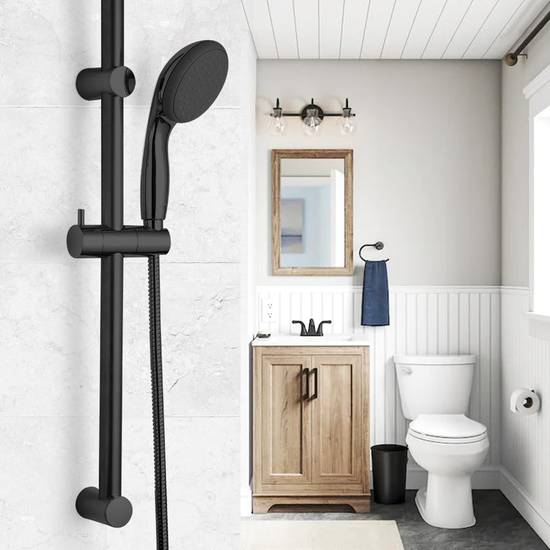 OFFO Shower Slide Bar 33 in Segmental Slide Bar Adjustable Installation Distance 20-32 in with 360° Adjustable Handheld Shower Head Holder for Bathroom, Screw Wall Mounted, Matte Black