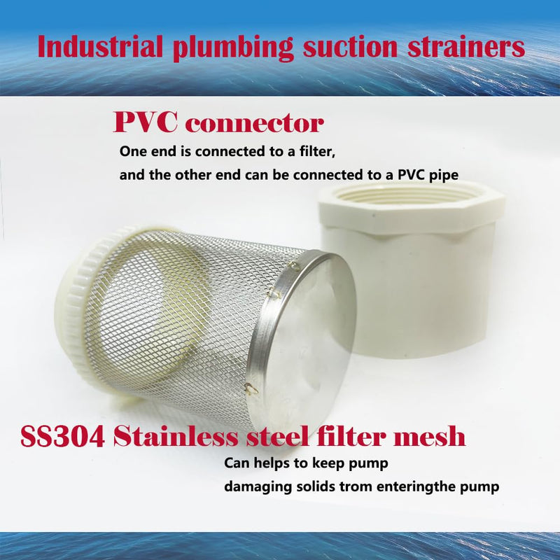 [Australia - AusPower] - DN40 inch Suction Strainers Stainless Steel Filter Cover Connected to 1.5" DN40 PVC Water Pipe Used to Remove Debris and Reduce Solid Entry，Koi Pond Filtration System. 1.5inch 