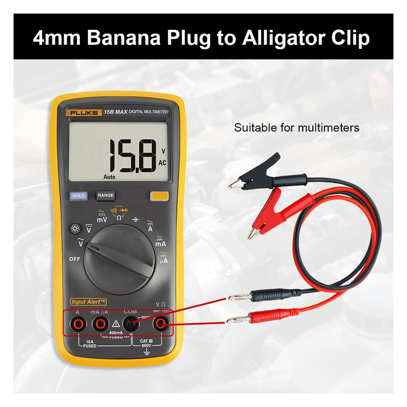 [Australia - AusPower] - 2PCS 4mm Banana Plug to Alligator Clip Test Lead Wire Cable Set - 3.3Feet Jumper Wire Electrical Test Leads with Alligator Clip for Multimeter Oscilloscope Automotive Battery Testing 