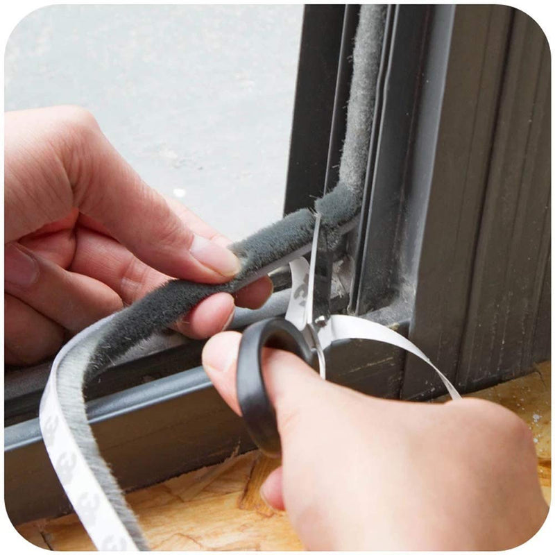 [Australia - AusPower] - Self-Adhesive Pile Weather Stripping Seal for Sliding Windows and Door Frames, 16.5ft x 11/32 inch, Grey 16.5ft x11/32 x 11/32 brush inch Gray 