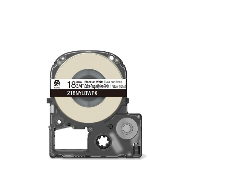 Epson LABELWORKS 218NYLBWPX Genuine Nylon Tape Cartridge - Black on White Industrial Label Maker Tape - 3/4" (18MM) Wide, 19' 18MM