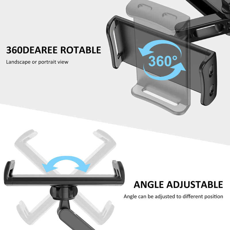 [Australia - AusPower] - Car Headrest Backseat Mount, 360° Rotating Adjustable Car Backseat Headrest Tablet/Phone Holder, Compatible for All 4"-11" Tablets, cellphones, iPhone, iPad Air Mini,Tabs Switch. Black 