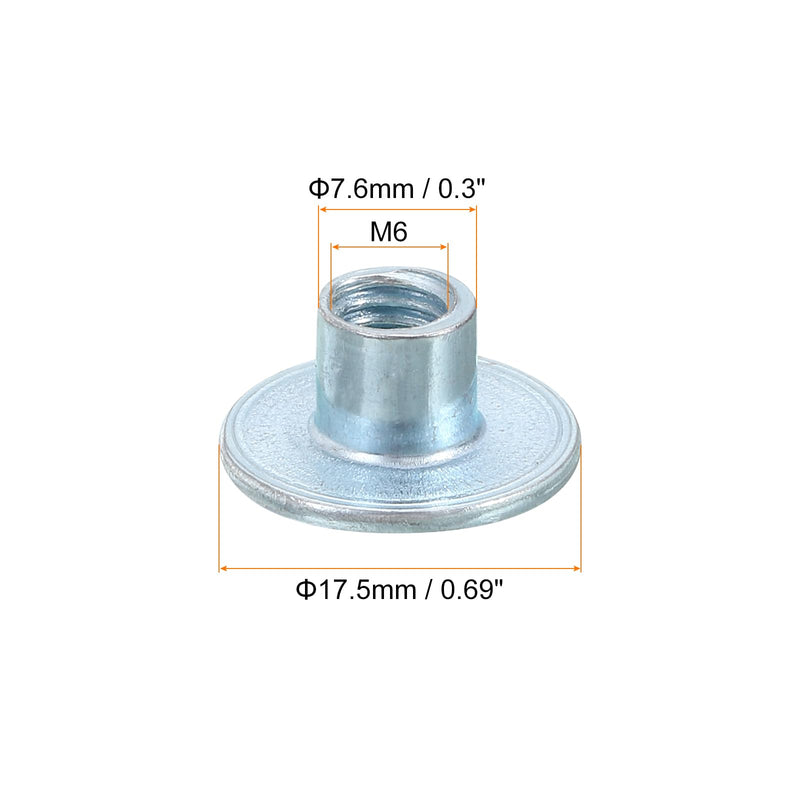 [Australia - AusPower] - uxcell M6 T-nuts, 12pcs Carbon Steel Tee Nut Round Base Weld Nuts 8mm Height Through Hole Flange Insert Female Thread Plate Nuts M6x8mm 