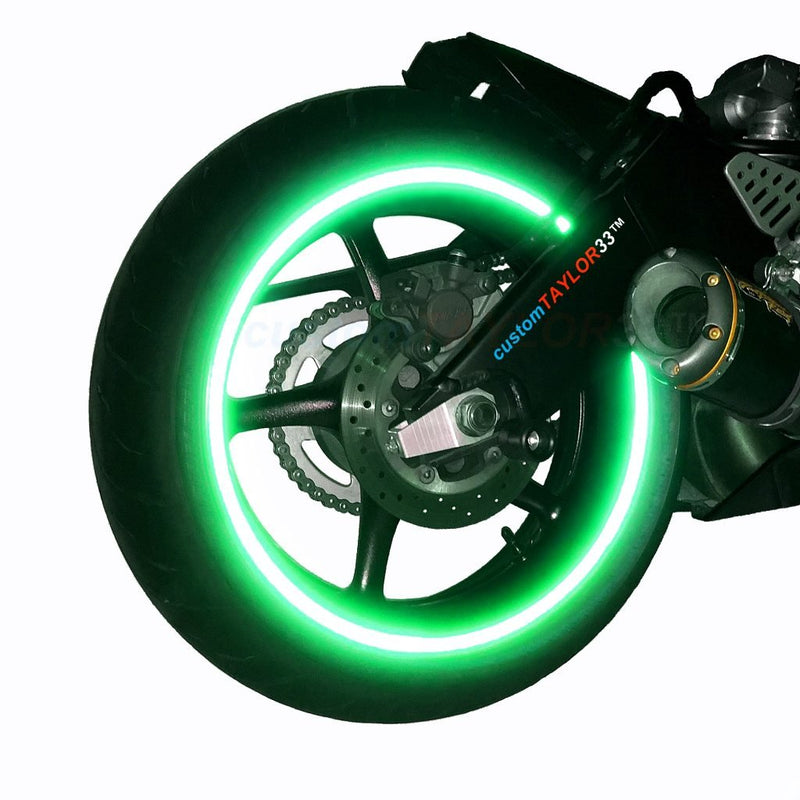 customTAYLOR33 (All Vehicles Green High Intensity Grade Reflective Copyrighted Safety Rim Tapes (Must Select Your Rim Size), 16"/18" (Combination Rim Size) 16"/18" (Combination Rim Size)
