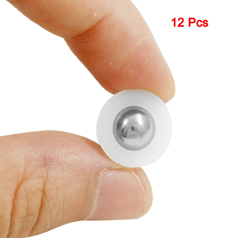 [Australia - AusPower] - 12pcs Mini Ball Transfer Bearing Unit, Table Conveyor Ball Caster Wheels, 1/3" Ball Roller Wheels for Transmission, Furniture, Wheelchair (Nylon and Stainless Steel) 12pcs Stainless Steel Ball 