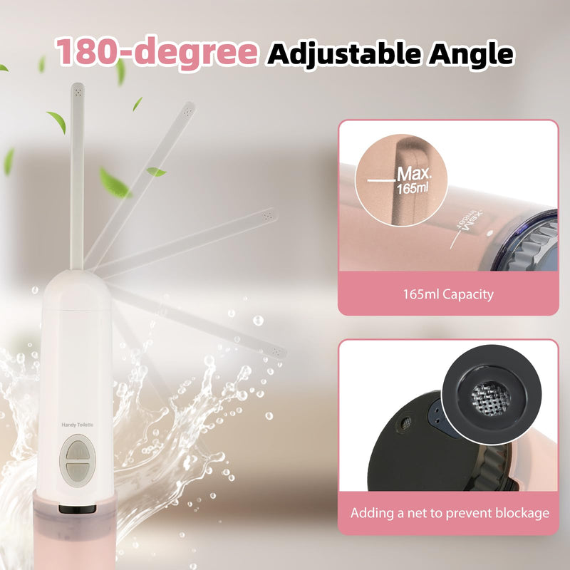 Hibbent Portable Bidet for Travel, High Pressure Handheld Electric Sprayer, Rechargeable Travel Bidet for Women & Men, Personal Hygiene Cleaning, Soothing Postpartum Care, Pink 1