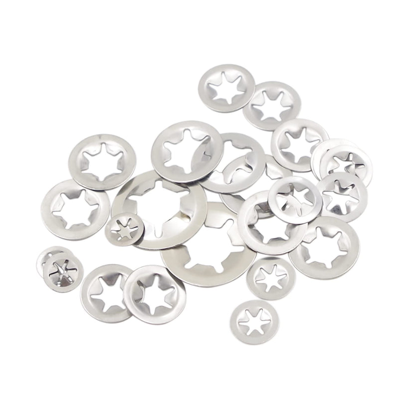 [Australia - AusPower] - 300PCS Metric M3 M4 M5 M6 M8 M10 M12 Stainless Steel Internal Tooth Starlock Washers Assortment Kit;External Push Rings; Push On Washers;Push Nuts for Unthreaded Shafts 