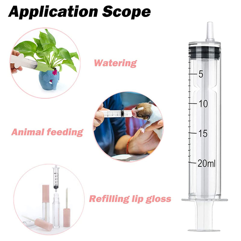 [Australia - AusPower] - 10 Pack 20cc Syringes, 20ml Plastic Syringe Individually Sealed Without Needle for Liquid, Dog Cat Syringe, Glue Applicator, Colostrum Collection (20ML) 
