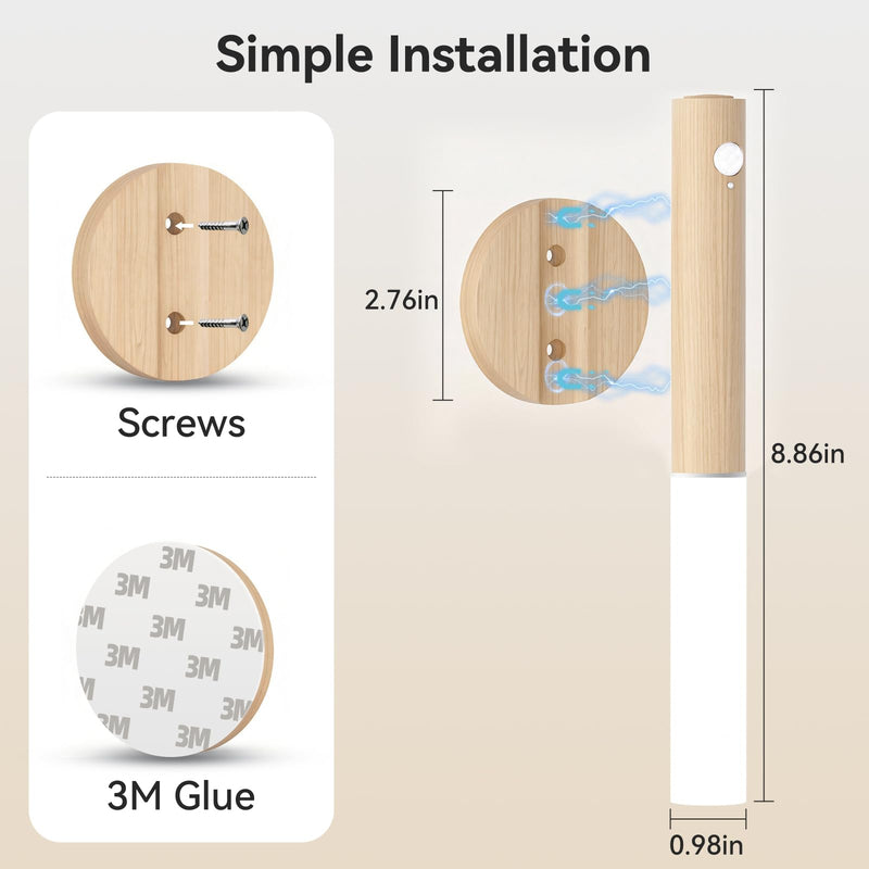 [Australia - AusPower] - iThird Motion Sensor Wall Light Beech 3PCS, Battery Operated Wall sconces 