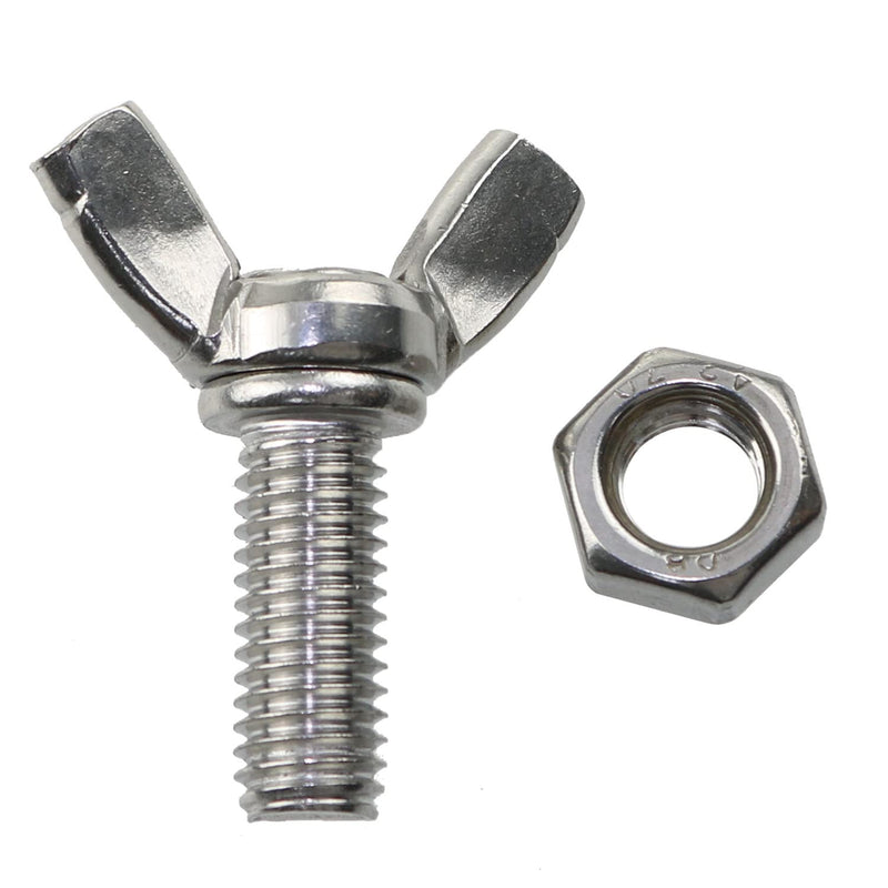 [Australia - AusPower] - MEETOOT 6pcs M8 1.25x20mm Stainless Steel Butterfly Screws with 6pcs Nuts Hand Tighten Toolless Adjust Bolt Butterfly Wing Head Thumb Screws 