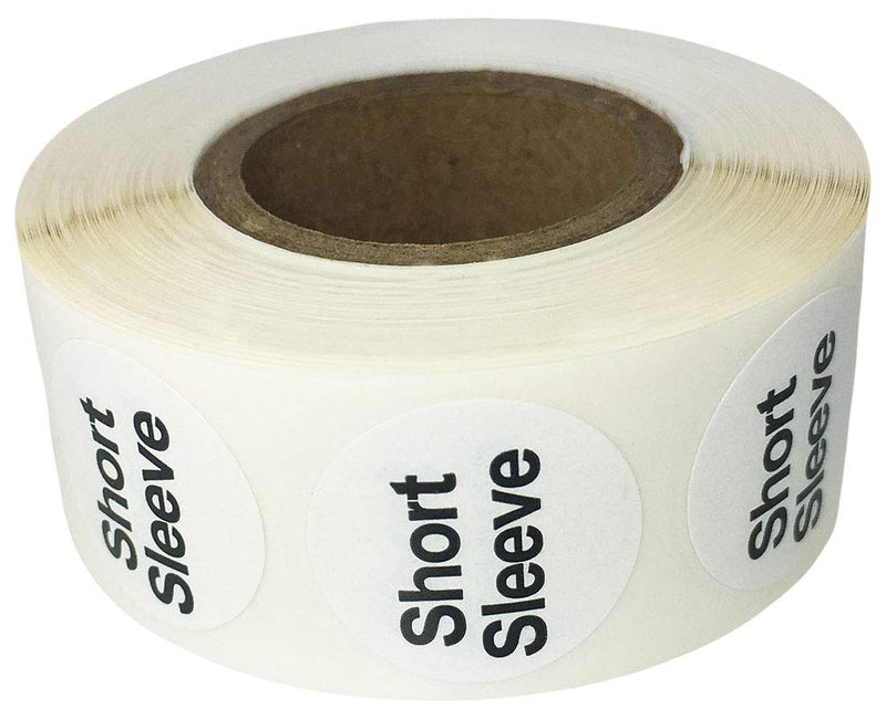 White Circle Short Sleeve Clothing Size Stickers for Retail Apparel 0.75 Inch 500 Total Adhesive Labels 3/4" Circle