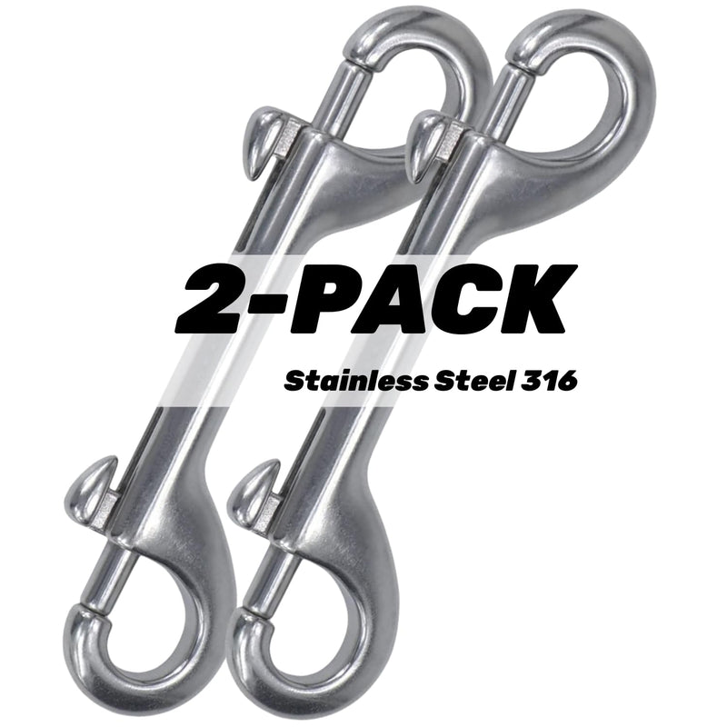 [Australia - AusPower] - 316 Stainless Steel Double Ended Bolt Snap Hook, Marine Grade Double End Diving Clips, Heavy Duty Trigger Chain Clip Key Holder for Pet Feed Bucket Hammock Horse Tack (2-Pack) (115mm Silver) 115mm Silver 