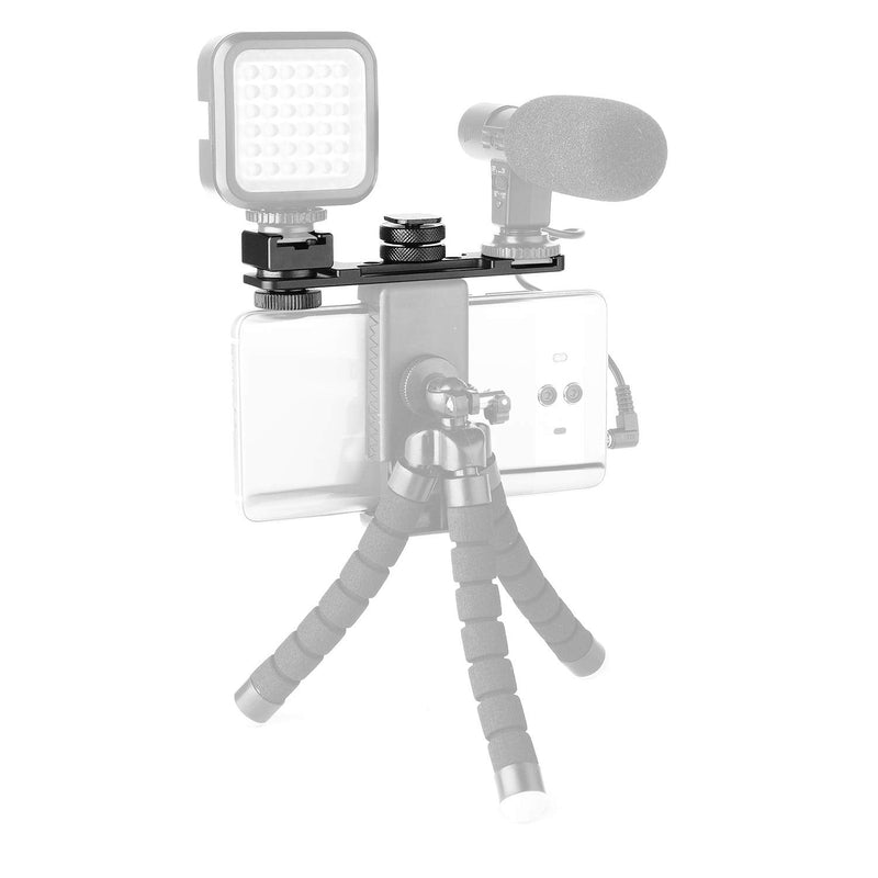 [Australia - AusPower] - ChromLives Hot Shoe Extension Bar Mount, Cold Shoe Extension Flash Bracket, Dual Straight Mount Flash Bracket Compatible with Nikon Canon Sony Olympus DSLR Camera Camcorder DV Camera flash bracket 