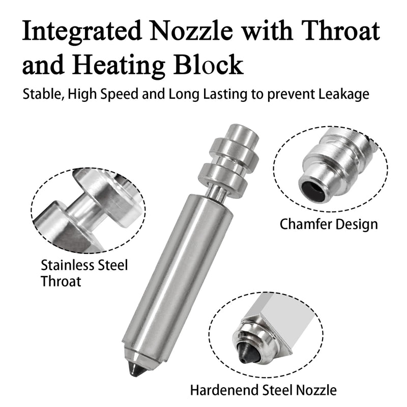 HzdaDeve 3PK 0.4MM 0.6MM 0.8MM Kobra X Nozzles Integrated Hardened Steel Nozzles Hotend Quick-Detachable Extruder Print Head Kit Hot End with 3PK Silicone Cover Nozzle Wiper for Anycubic Kobra X Combo 0.4MM+0.6MM+0.8MM