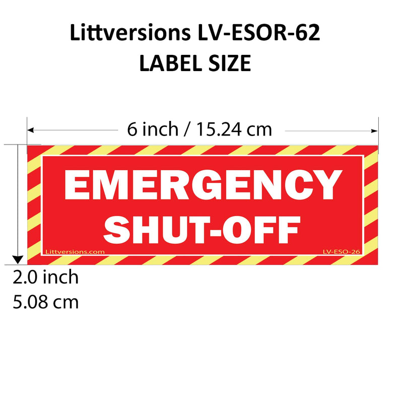 5-Pack 6" x 2" Red Emergency Shut-Off Fuel Switch Warning Safety Labels Decal Danger Sign Sticker Electrical Panel Heavy Duty 6x2 2x6 Laminated Waterproof Laminated - Red 6" x 2" - 5 Pack