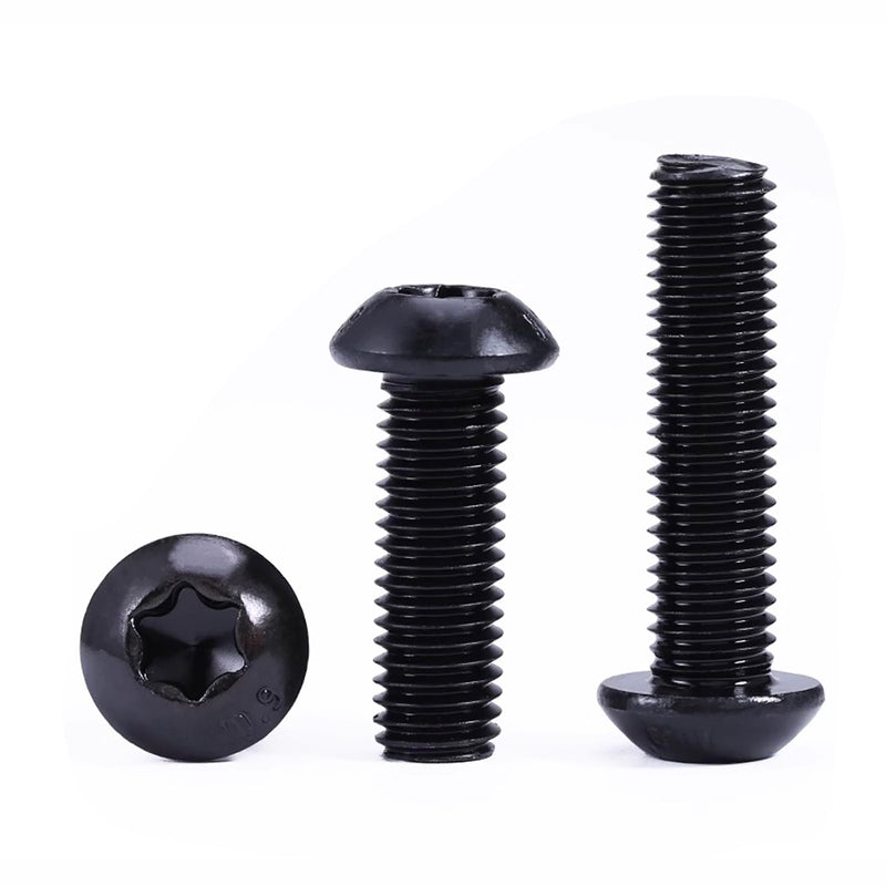 [Australia - AusPower] - 75Pcs Button Head Torx Drive Screws Bolts, Grade 10.9 Alloy Steel, M6 x 12/16/20/25/30 mm Star Drive Machine Screws Set with T30 Wrench, Black Oxide Finish, Fully Threaded Pitch : 1.0 mm Black-M6 Button Head Trox Screws 