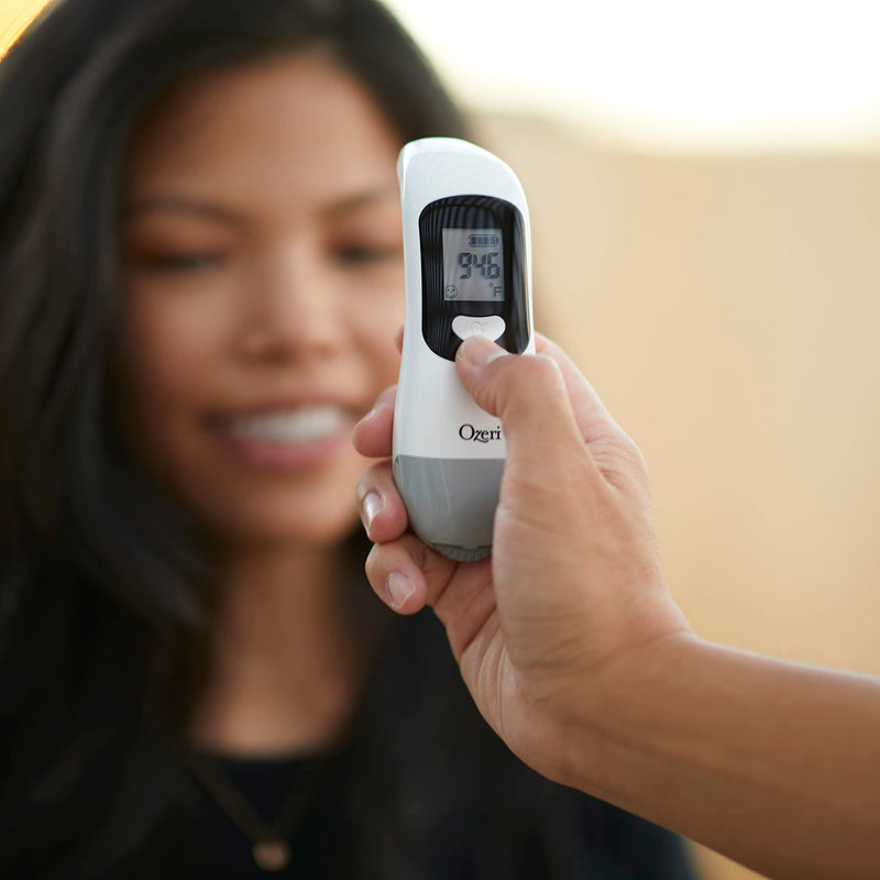 [Australia - AusPower] - Ozeri Forehead Thermometer, ISO 80601-2-56 Medical-Grade with Silent Fever Alarm and Battery-Free Kinetic Activation White 