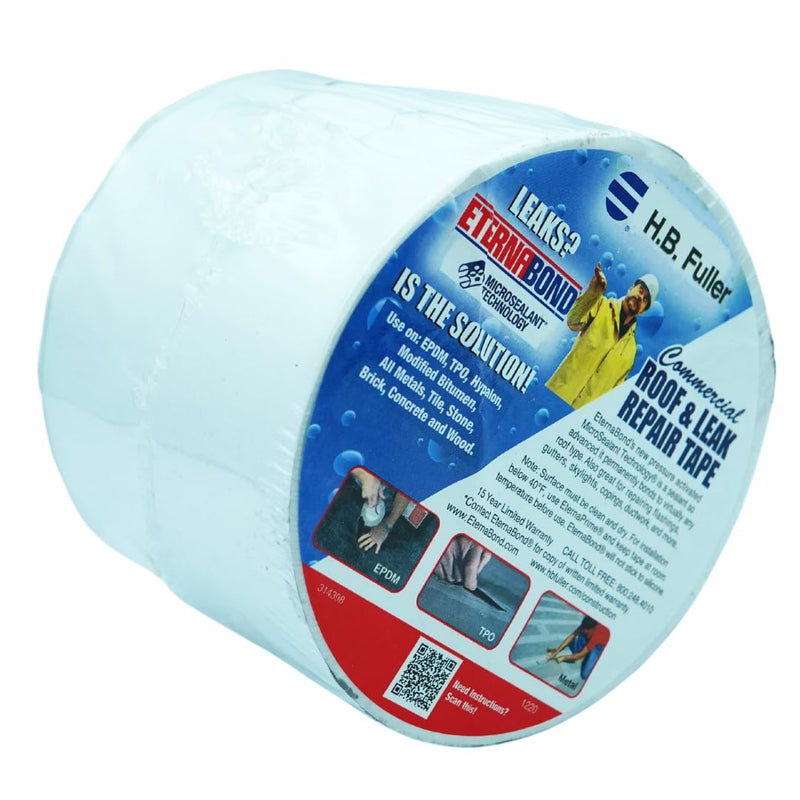 EternaBond RoofSeal White 4" x25' MicroSealant UV Stable RV Roof Seal Repair Tape | 35 mil Total Thickness - EB-RW040-25R - One-Step Durable, Waterproof and Airtight Sealant 4" x 25'