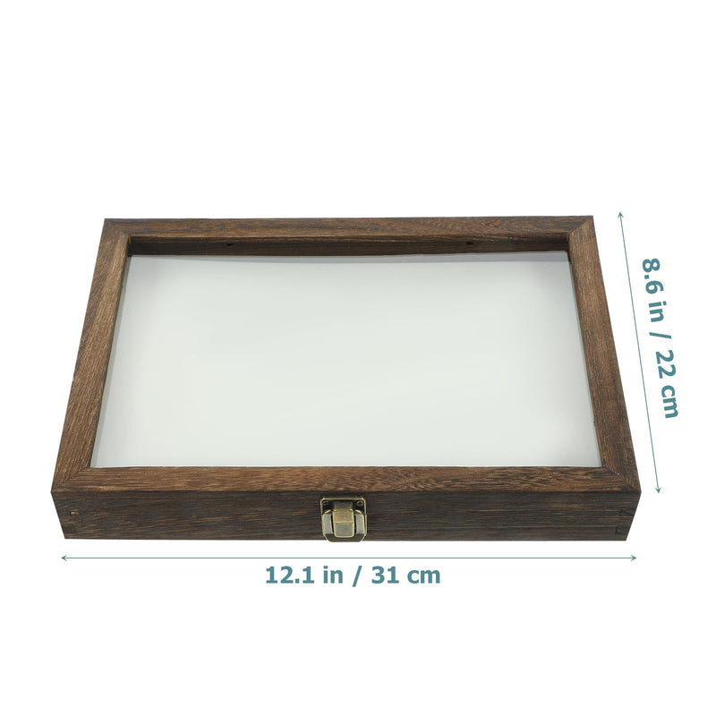 [Australia - AusPower] - Cabilock Display Case Wooden Collection Box with Clear Glass Top Shadow Box Specimen Storage Box for Home 