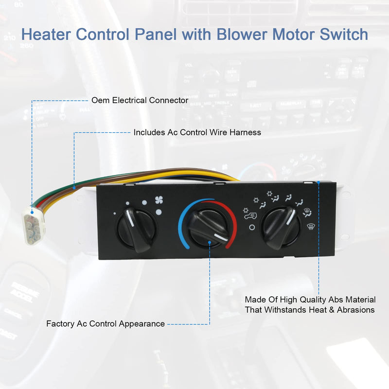 [Australia - AusPower] - DICMIC HVAC A/C Heater Control Panel with Blower Motor Switch for 1999-2004 Jeep Wrangler TJ Replace# 55037473AB, BL101, HS-373 