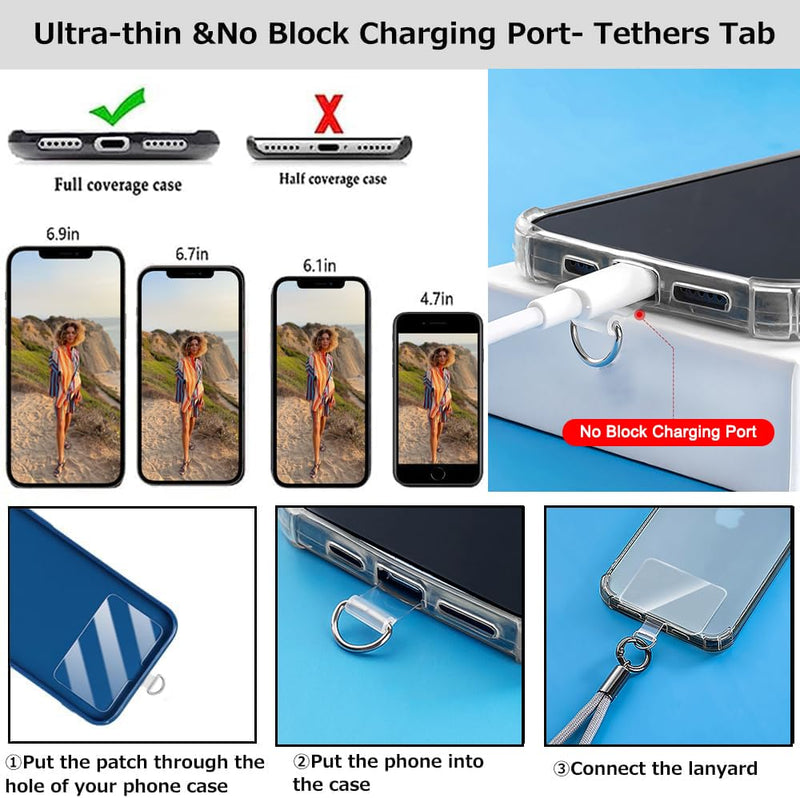 [Australia - AusPower] - 2Pcs Phone Crossbody Lanyard and Wrist Phone Strap,Universal Cell Phone Lanyard Strap Phone Chain with 2×Tether Tab B 