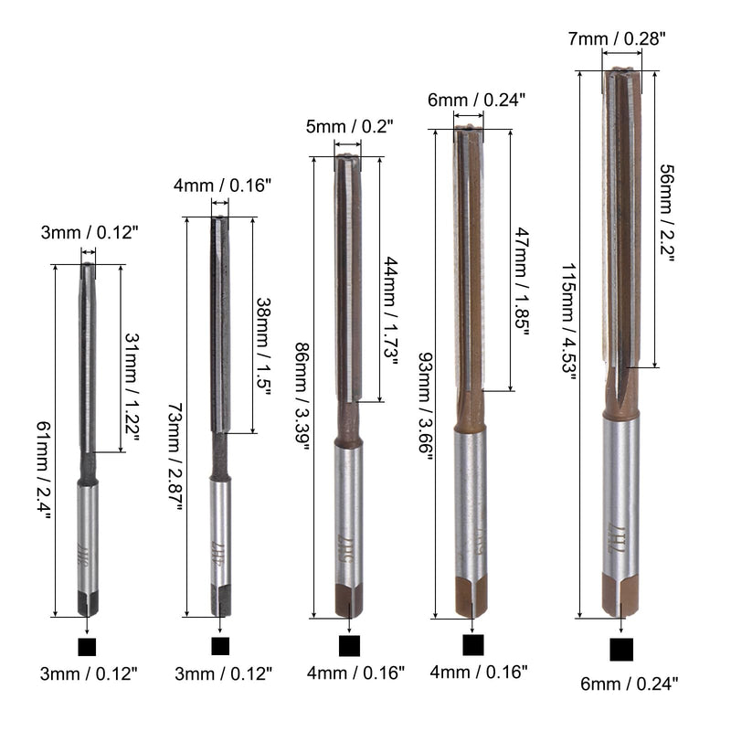 [Australia - AusPower] - QUARKZMAN 10pcs Hand Reamer Set 3mm 4mm 5mm 6mm 7mm 8mm 9mm 10mm 11mm 12mm H7 Metric Reamer Bit Alloy Steel Cutting Tool 