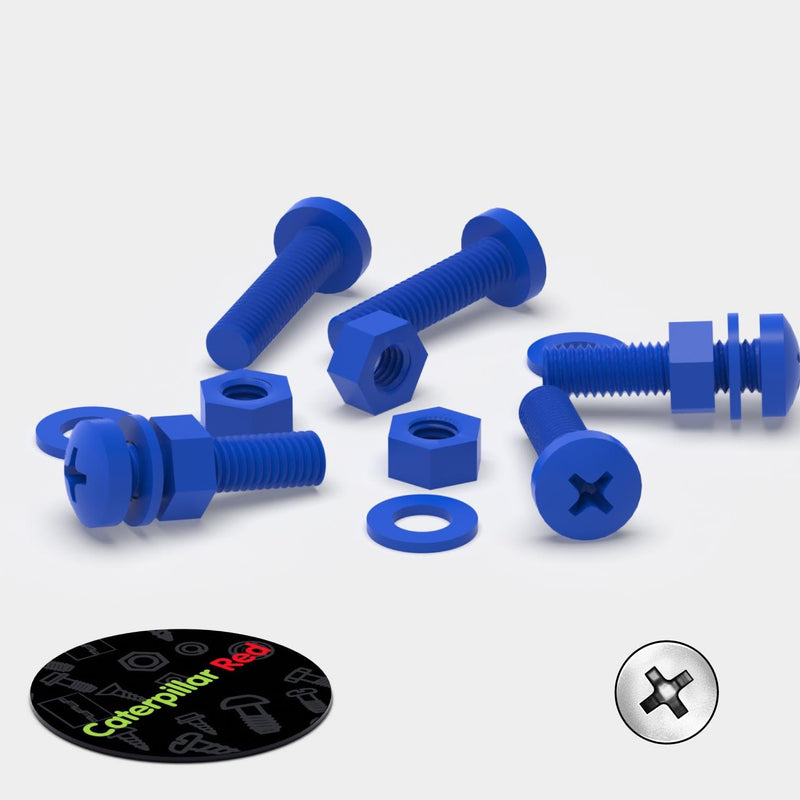 [Australia - AusPower] - 20 x Blue Pan Head Screws Polypropylene (PP) Plastic Nuts and Bolts, M5 x 20mm, Washers, (13/64 x 25/32 in) 