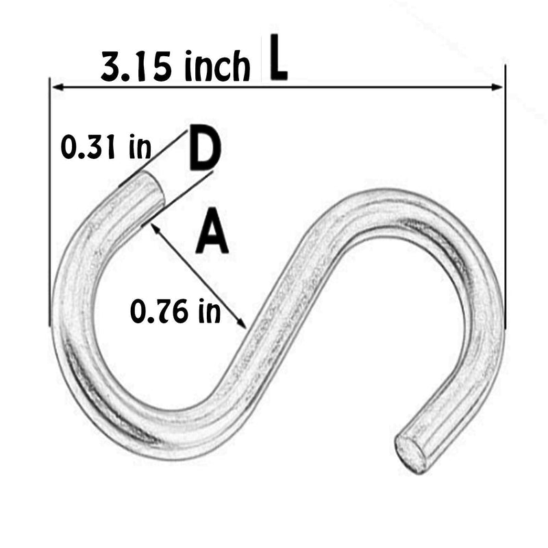 [Australia - AusPower] - Axe Sickle 304 Stainless Steel 3 Inch S Hooks Heavy Duty Hanging Hook S Shaped Utility Hook for Hanging and Utility Use, Loads up to 550 lbs, 4 Pcs 
