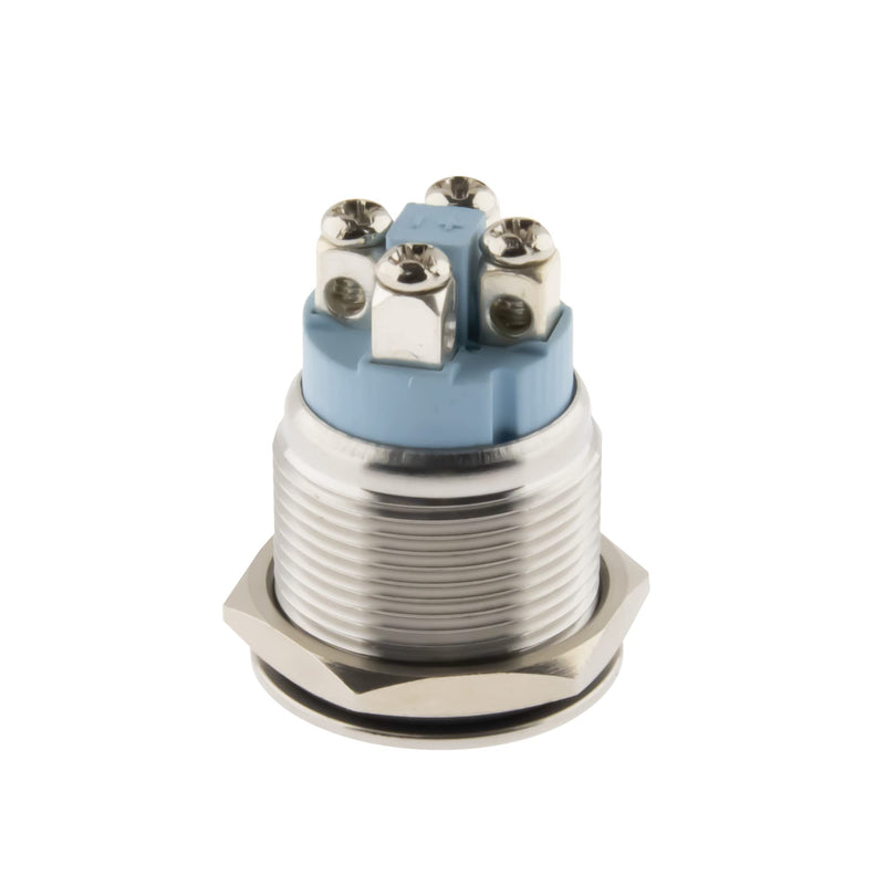 SeKi Stainless Steel Push Button Diameter 19 mm Touch Button Flat Head Shape Colored Illuminated Bell Symbol in White Screw Connection Bell Push Button Symbol Bell LED white -Screw 19 mm - flat