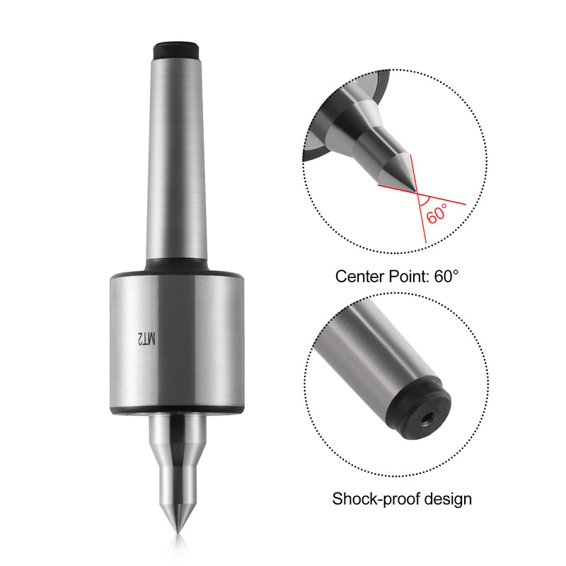 [Australia - AusPower] - MT2 Live Center Long Nose 60° Triple Bearing Morse Taper High Precision Lathe Medium Duty Live Tailstock Center for Wood and Metal Lathe CNC Work(MT2) MT2 