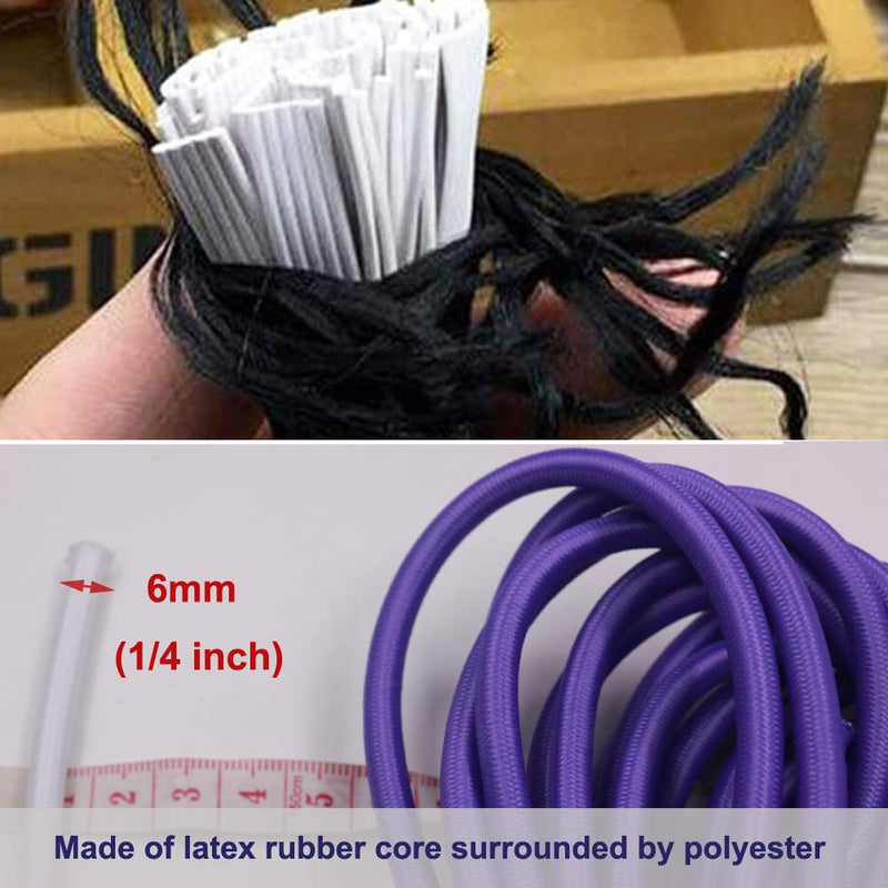 1/4" Bungee Shock Cords, 100 Feet Marine Grade Kayak Heavy Stretch String Rope & Tie Down Trailer Straps for DIY Projects Black 1/4" x 100'