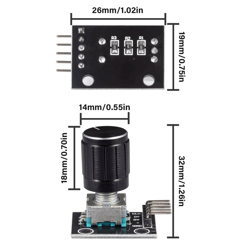 [Australia - AusPower] - KY-040 Rotary Encoder Module 360 Degree Switch Encoders with Knob Cap Brick Sensor Modules(Pack of 2pcs) 