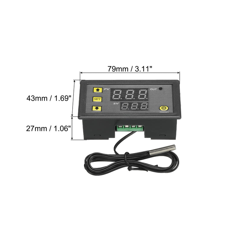 [Australia - AusPower] - MECCANIXITY 24V DC LED Digital Temperature Controller Thermostat Meter Heating Cooling -20 to 100°C W3230 Relay Output with NTC Temperature Probe Waterproof DC24V 
