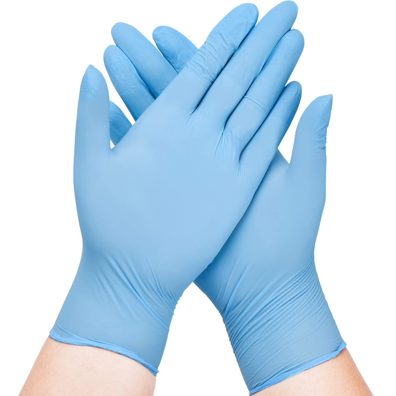 [Australia - AusPower] - Disposable Nitrile Exam Gloves, 3-mil, Blue, Nitrile Gloves Disposable Latex Free, Medical Gloves, Cleaning Gloves, Food-Safe Rubber Gloves, Powder Free, Non-Sterile, 100-ct Box (Medium) Medium 