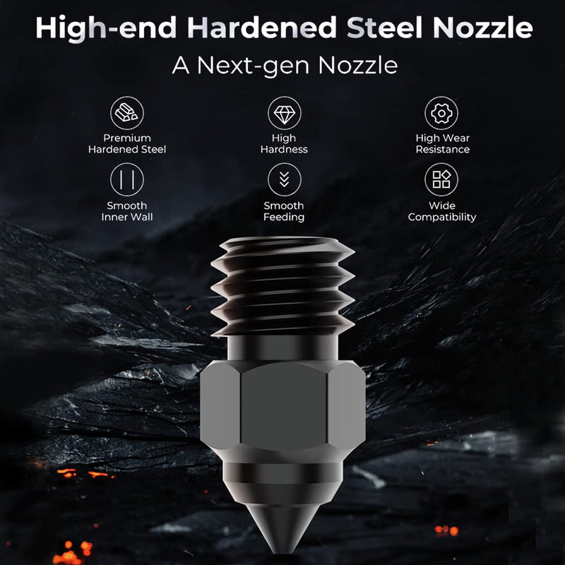 Official Creality High-end Hardened Steel MK8 Nozzles 8PCS, High-Temperature Wear Resistant Compatible with Ender 3/Ender 3 V2/Ender 3 Pro/Ender 3 Max/Ender 5 Series and CR 10 Series