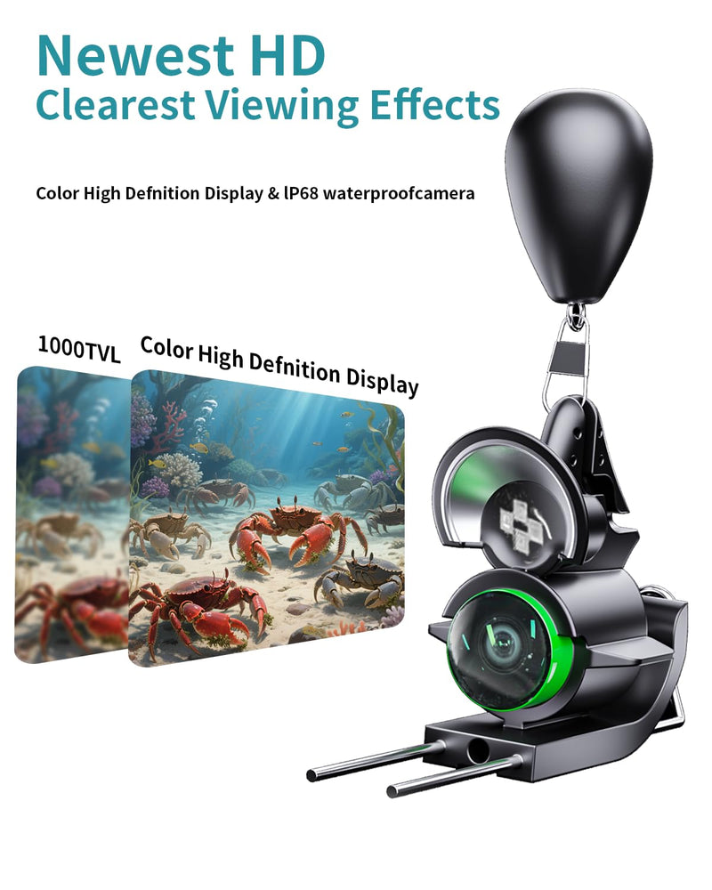 FOURQ Auto Reel Underwater Fishing Camera, 4.3" HD Monitor Fish Finder with 100ft Cable, 4 IR Night Vision Lights & 5000mAh Battery, Portable Video Camera for Ice, Kayak, Boat & Saltwater Fishing