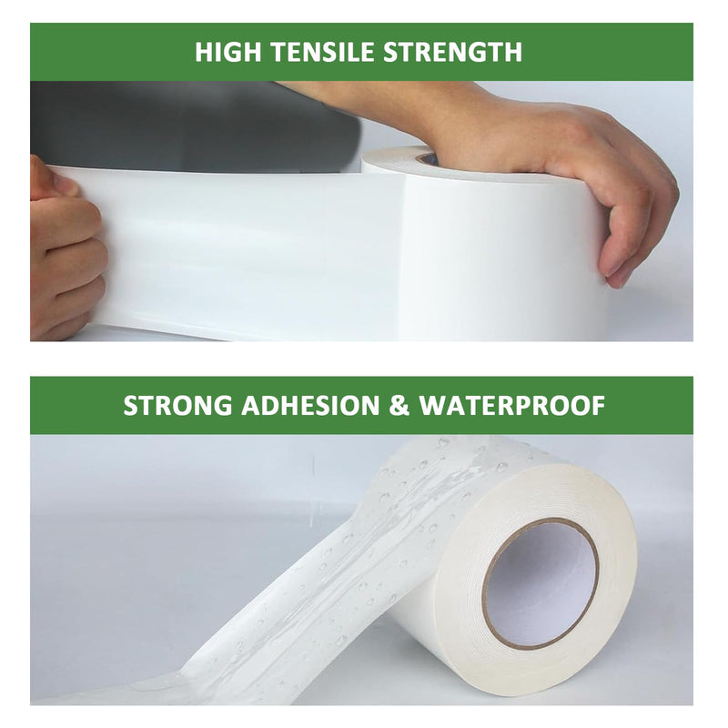 Vapor Barrier Tape 3" x 180', 9Mil White Polyethylene Tape for Crawl Spaces & Moisture Barriers, Waterproof & Seam Tape for Underlayment, Insulation, and Plastic Liners 3" x 180'