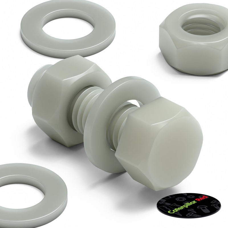 [Australia - AusPower] - 20 x Glass Filled Reinforced, Super Nylon Hex Head, M10 x 30mm, Machine Screws, Plastic Nuts and Bolts, Washers, (25/64 x 1 3/16 in) 