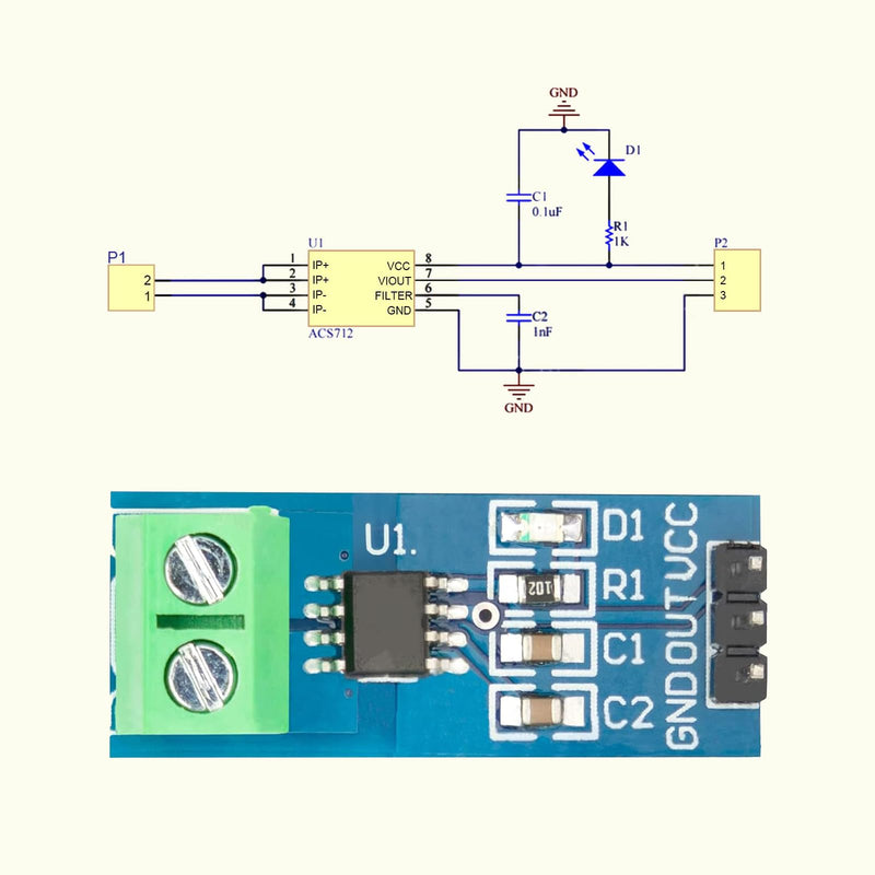 5 x 5A Current Sensor ACS712 | Range Module, Current Sensor, Compatible with Arduino Bascom