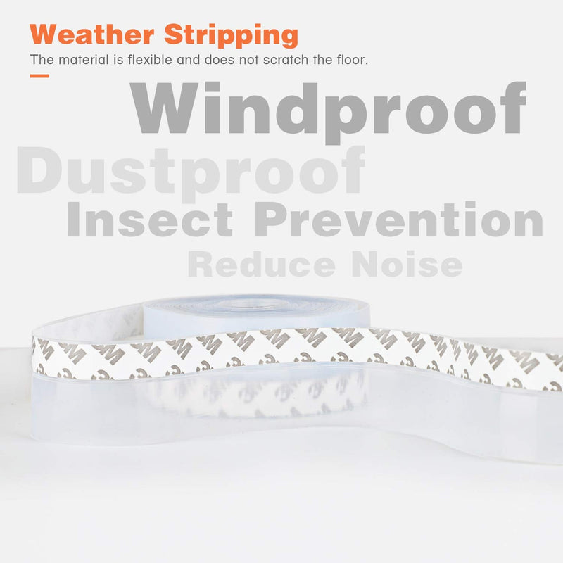 [Australia - AusPower] - 26 Feet Silicone Seal Strip, Door Weather Stripping Window Sealing Tape for Draft Stopper Adhesive Doors Windows and Shower Glass Gaps (Transparent, 25MM) TRANSPARENT 