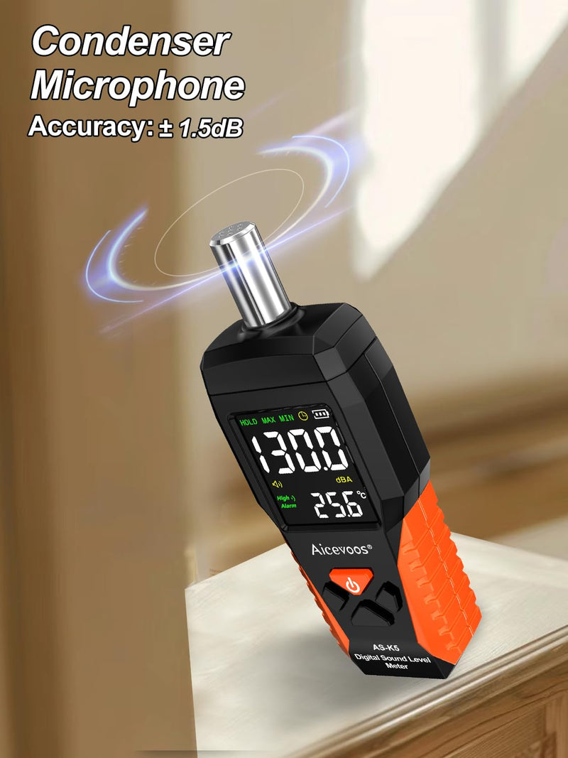 [Australia - AusPower] - Decibel Meter Portable Sound Level Meter dB Meter decibel sound Meter Measuring 30~130 dB, Audible and Visual Alarms, MAX/MIN Noise Measurement 