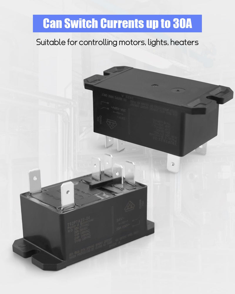 [Australia - AusPower] - Relay 30Amp 24VAC 6Pins, DPST-NO Power Relay, Replace T92P7A22-24, 2-Pack 