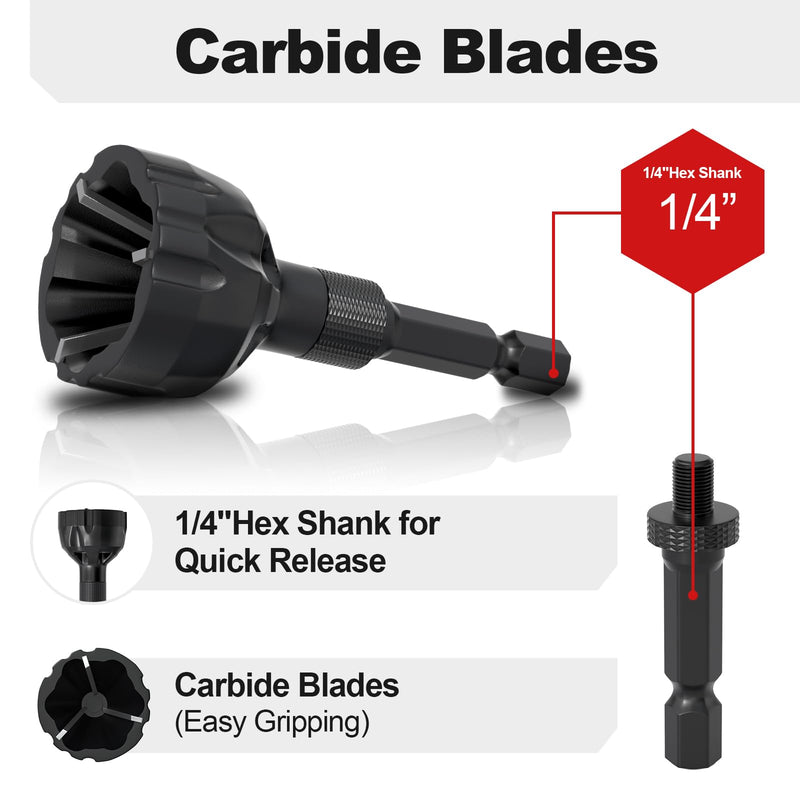 [Australia - AusPower] - Deburring External Chamfer Tool With Tungsten Carbide Blade, Bolt Thread Repair for 1/8" to 3/4" (3-20 mm), Burr Removal for Metal, Chamfer Bit With Hex Shank, 2 Pack 3mm-20mm Black 